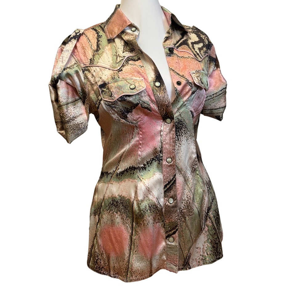 Roberto Cavalli SS2004 Feather Print Silk Top